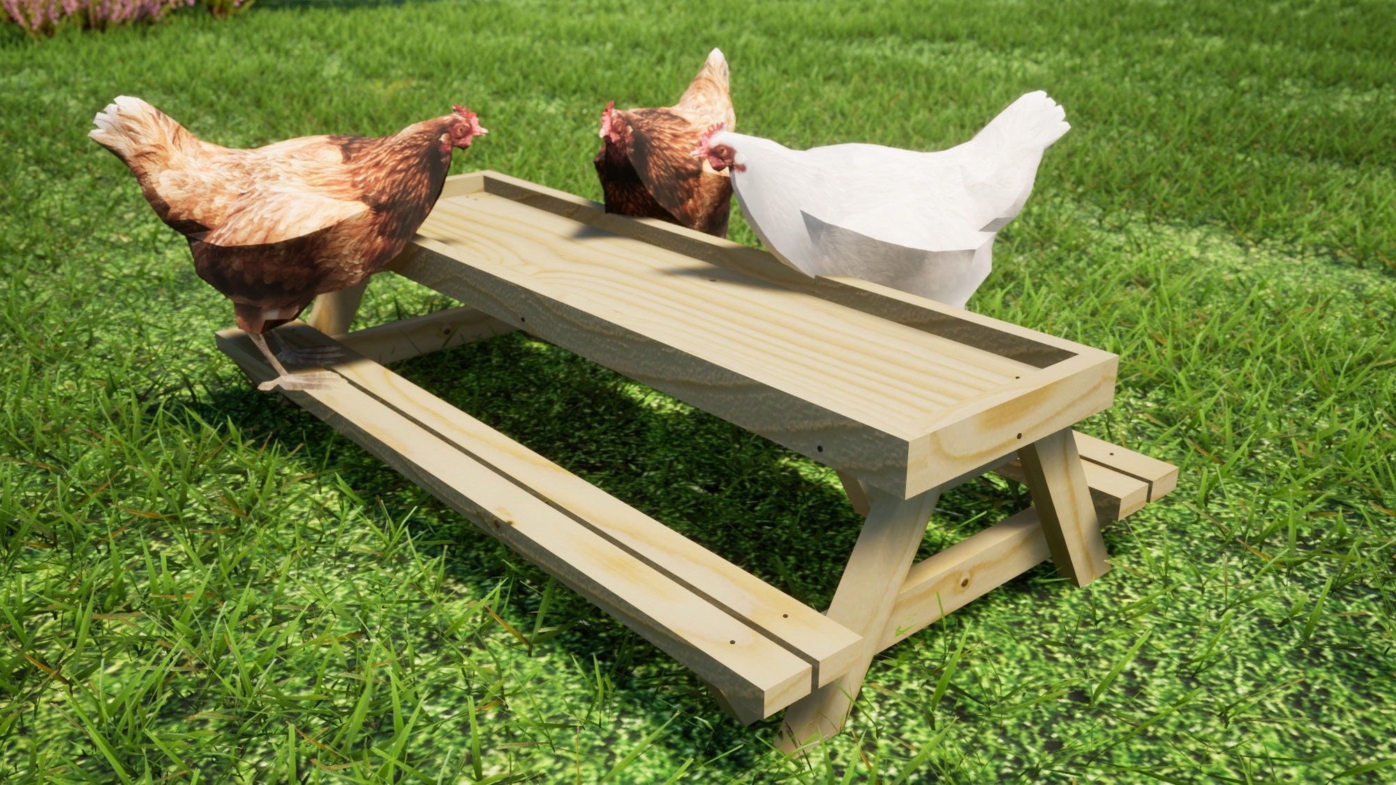 Chicknic Table Plans 32x17 in - DIY Chicken Picnic Table PDF Download