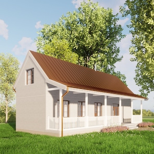 Small House Plans 2 Bedroom 49x16 ft - Cabin House Plans PDF Blueprint