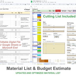 Chicken Coop Plans 20 Chickens / Plans for Chicken Coop DIY / Hen House Plans PDF Download - Material Shopping List, Cutting List and Budget Estimate editable file for Google Sheets or Microsoft Exel