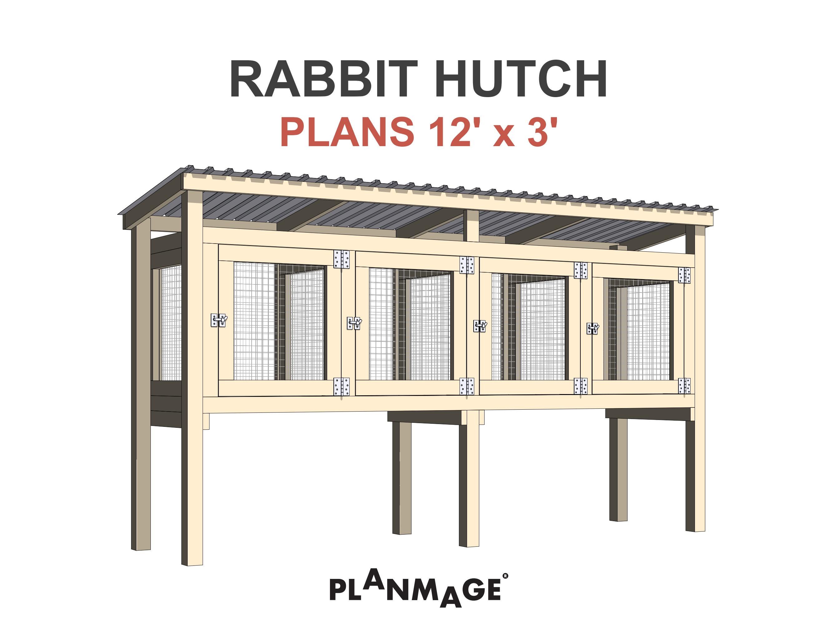 Outdoor Rabbit Hutch Plans 4 Cages 12x3 Ft - PDF Instructions Digital ...