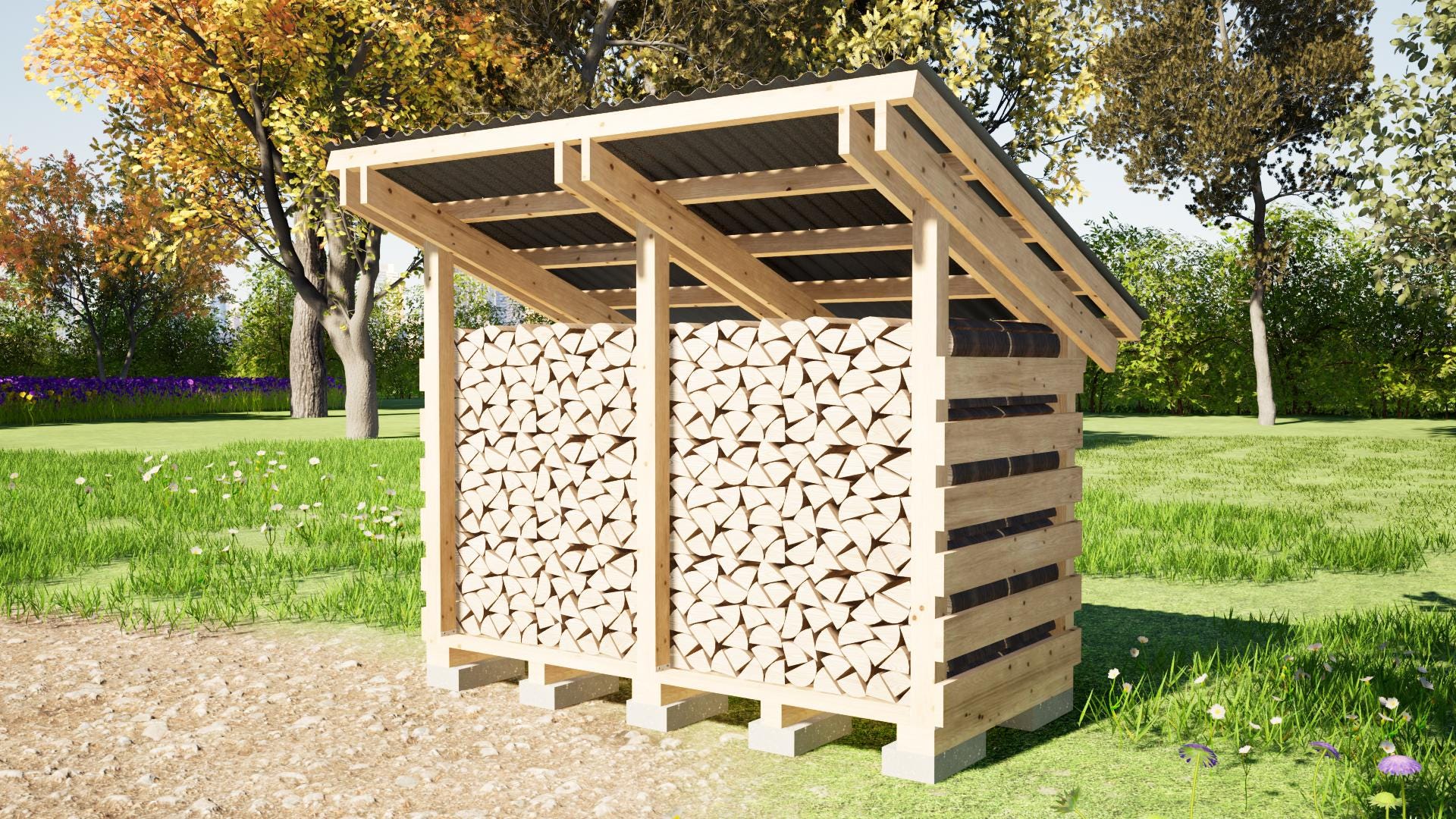 薪小屋の設計図 4 x 8 フィート - DIY 1 コード薪小屋 - Etsy 日本