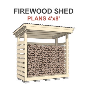 Firewood Shed Plans 4x8 ft - DIY 1.5 Cord Woodshed