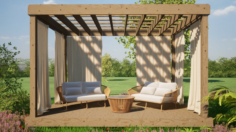Modern Pergola Plans 10 x 15 / Simple Outdoor Pergola Plans / Garden Pergola Plans / Patio Pergola Plans / Pergola Design / Gazebo Plans / DIY Gazebo / Backyard Plans / Backyard Design