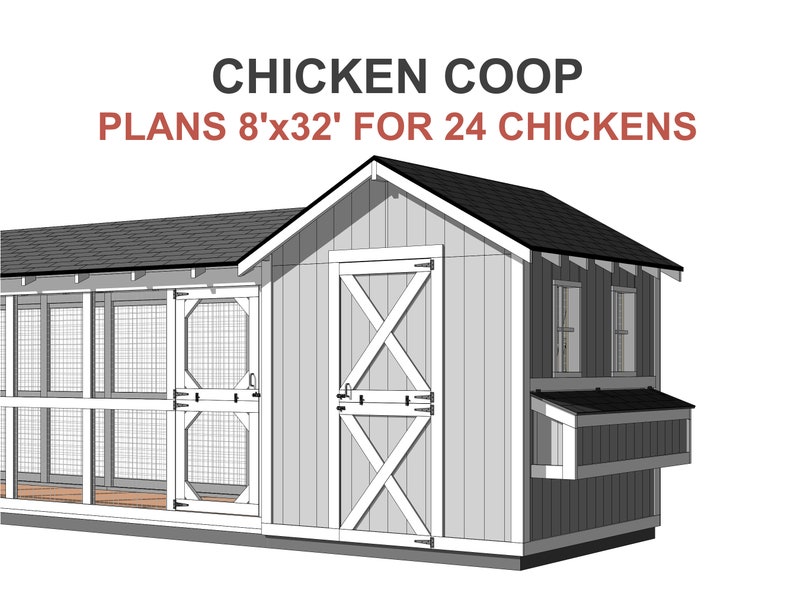 Chicken Coop Plans With Material List 24 Chickens PDF Plans Etsy