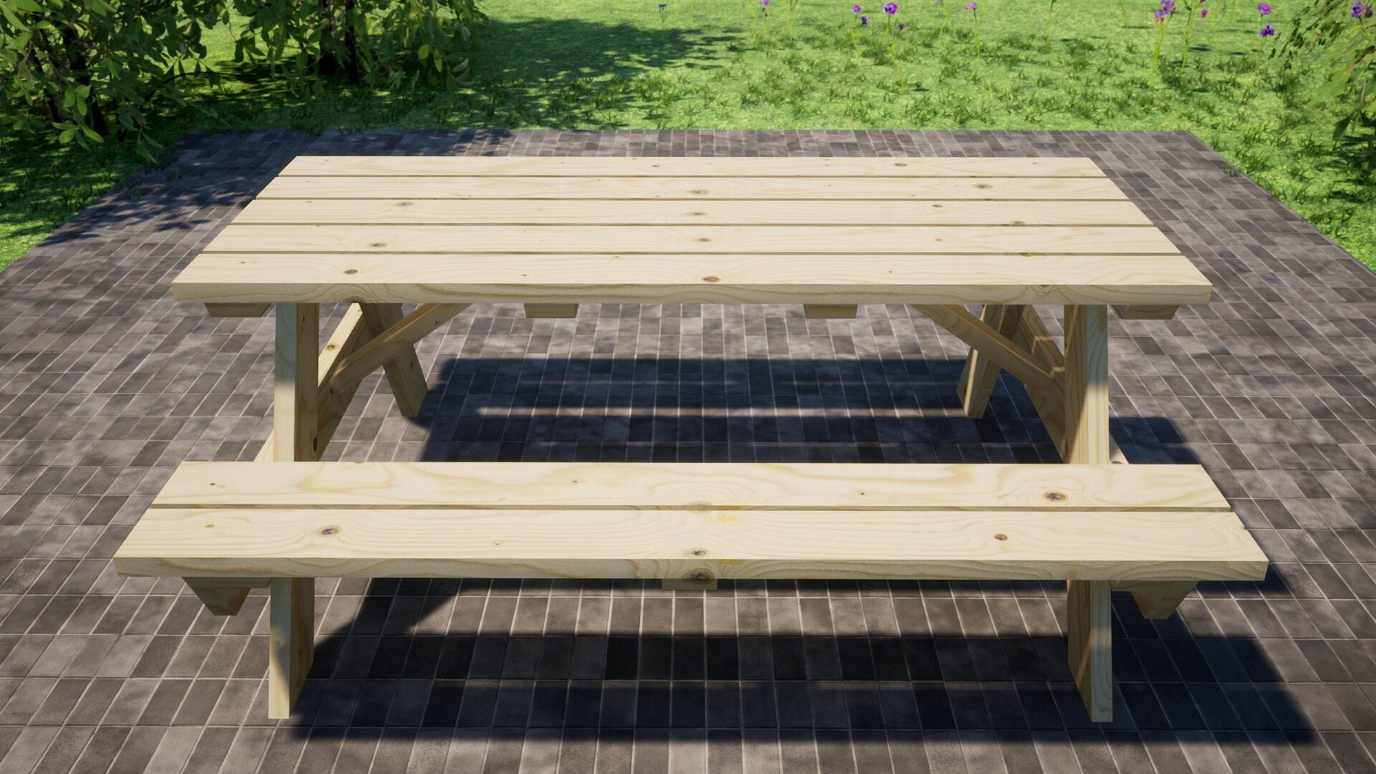 Picnic Table Plans 72x61 in DIY 6 Ft Outdoor Table Set Plans PDF