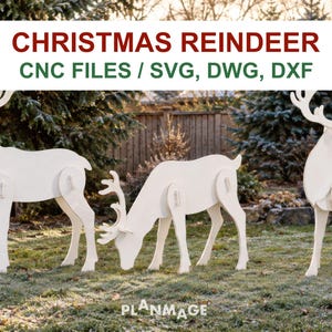 CNC-filer med julrenar i naturlig storlek, 3 poser svg, dwg, dxf-filer digital nedladdning