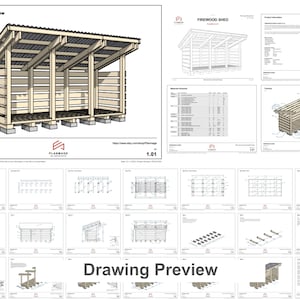 Firewood Shed Plans 4x12 Ft - DIY 1.5 Cord Woodshed - Etsy