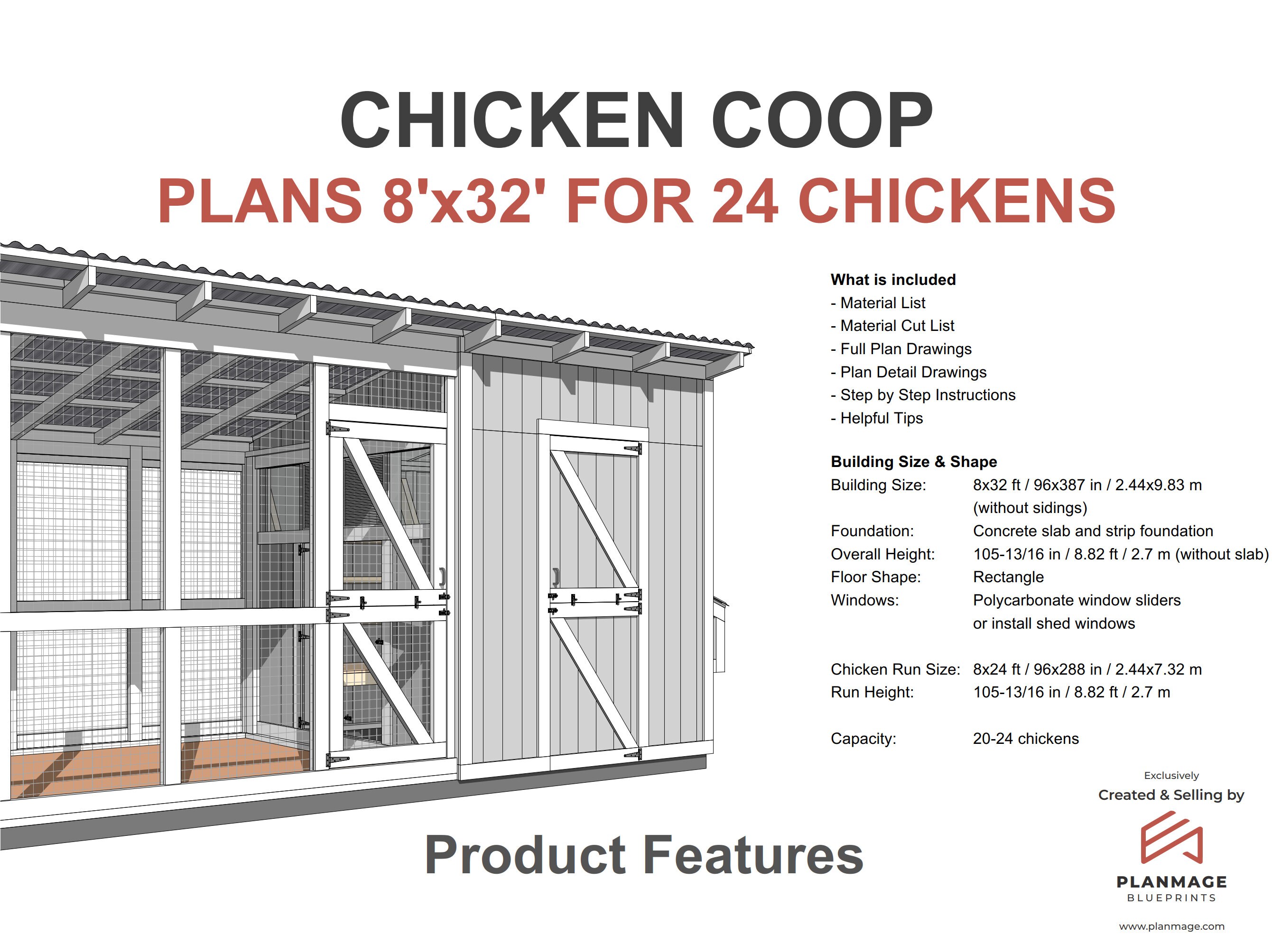 Walkin Chicken Coop Plans 24 Chickens PDF Chicken Shed Etsy Australia