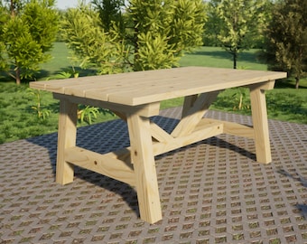 Farm Table Plans: DIY Outdoor Table (72x39 in) (PDF)