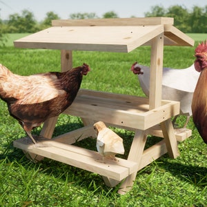 Roofed Chicknic Table 16x17 in Plans - DIY Chicken Picnic Table PDF Download