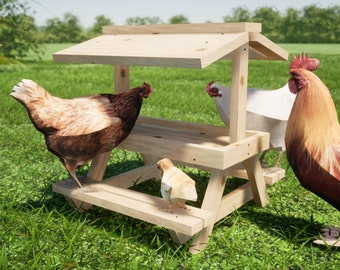 Chicknic Table Plans 32x17 in - DIY Chicken Picnic Table PDF Download
