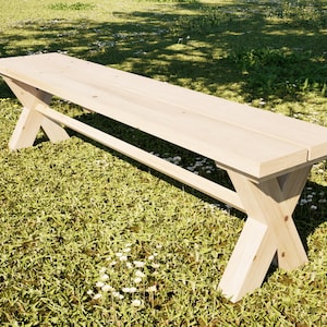 Outdoor Bench Plans 15x72 in X-Leg Style - DIY Garden Bench (PDF Download)