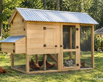 Chicken Coop Plans 12 Chickens and Run 11x6 ft - PDF Plans Digital Download