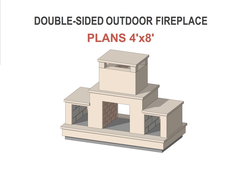 Doublesided Outdoor Fireplace Plans 4x8 Ft PDF DIY Download (Download