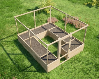 Small Raised Garden Bed Plans 10x12 ft - DIY Walk in Garden With Deer Fence Plans