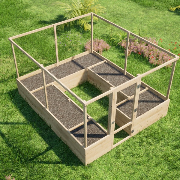 Small Raised Garden Bed Plans 10x12 ft - DIY Walk in Garden With Deer Fence Plans