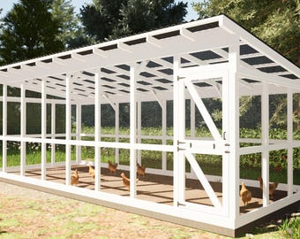 Large Chicken Run Plans 10x24 for 25-30 Chickens (PDF Download)