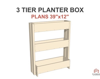 3 Tier Planter Box Plans 39x12 in - DIY Garden Planter Box