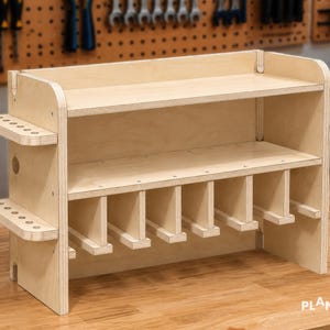 Drill Holder Plans 28x10 inch 7 Slot Cordless Tool Storage - PDF DIY Digital Download