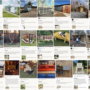 Collage of 5-star customer reviews with photos showcasing successful woodworking plans and house designs. Customers highly rate the accuracy of our digital PDF downloads for outdoor furniture, picnic tables, chicken coops, and garden sheds. These reviews highlight how our step-by-step guidance, precise measurements, and beginner-friendly blueprints empower DIYers of any skill level to confidently complete high-quality yard and garden builds.