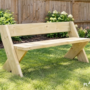 Leopold bank bouwtekeningen 63 x 24 inch - Doe-het-zelf buitenbank met rugleuning