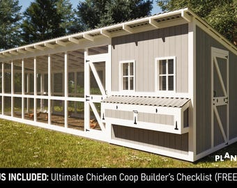 Walk-in Chicken Coop Plans: Large Shed-Roof Coop for 20–24 Chickens (PDF Download)