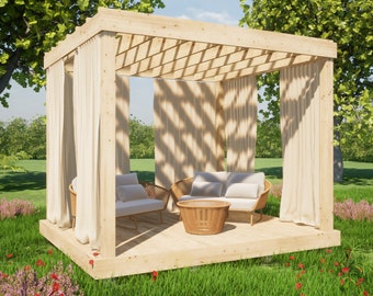 Modern Pergola Plans 10x12 ft - DIY Pergola Build Modern Gazebo Plans