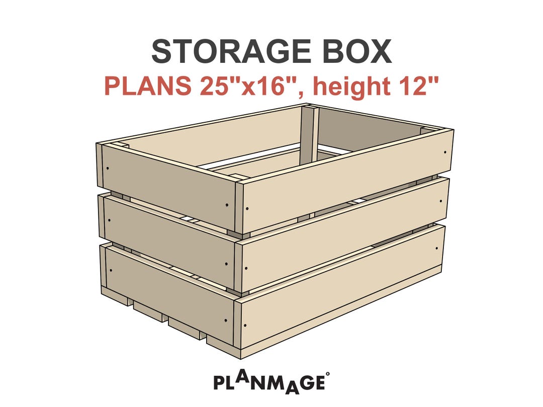 Wooden Storage Box Plans 25x16 In, Height 12 in - DIY PDF Download - Etsy