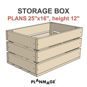 Wooden Storage Box Plans 25x16 in, height 12 in - DIY PDF Download