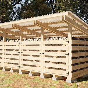 Firewood Shed Plans 8x16 ft with Doors for Safety - DIY 4 Cord Woodshed