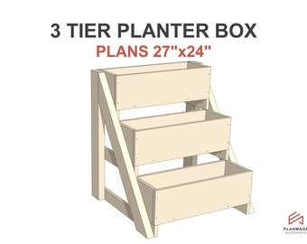 3 Tier Planter Box Plans 27x24 in - DIY Garden Planter Box