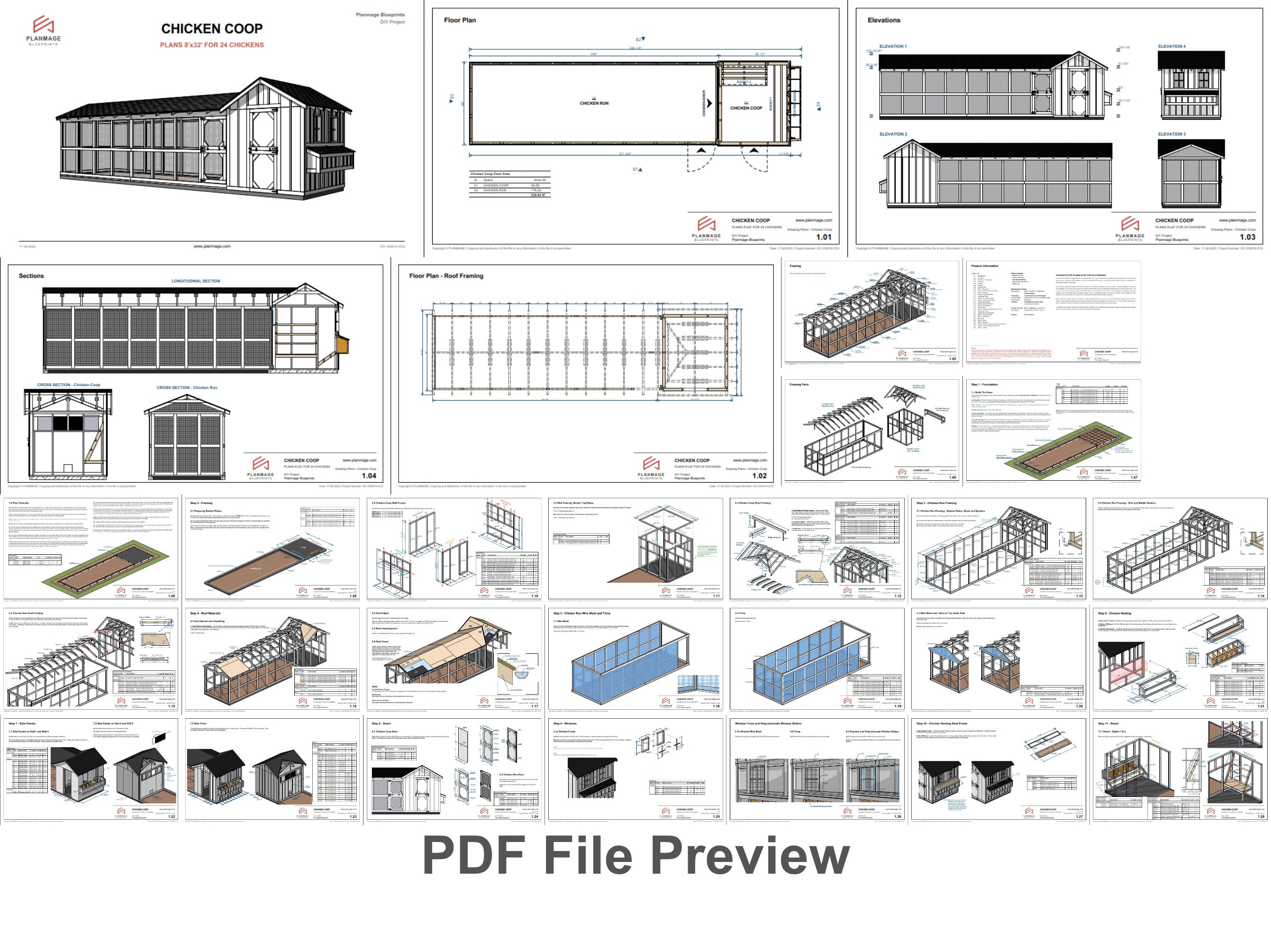 Modern Chicken Coop Plans 24 Chickens DIY Woodworking Plans Etsy Canada