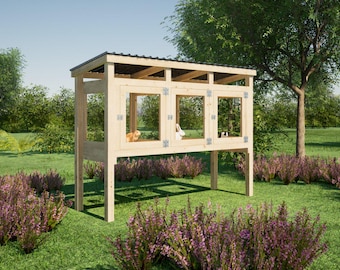 Outdoor Rabbit Hutch Plans 3 Cages 9x3 ft - PDF Instructions Digital Download