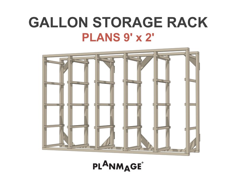 DIY 27-gallon Storage Rack Plans: 9x2 Ft (PDF) - Etsy