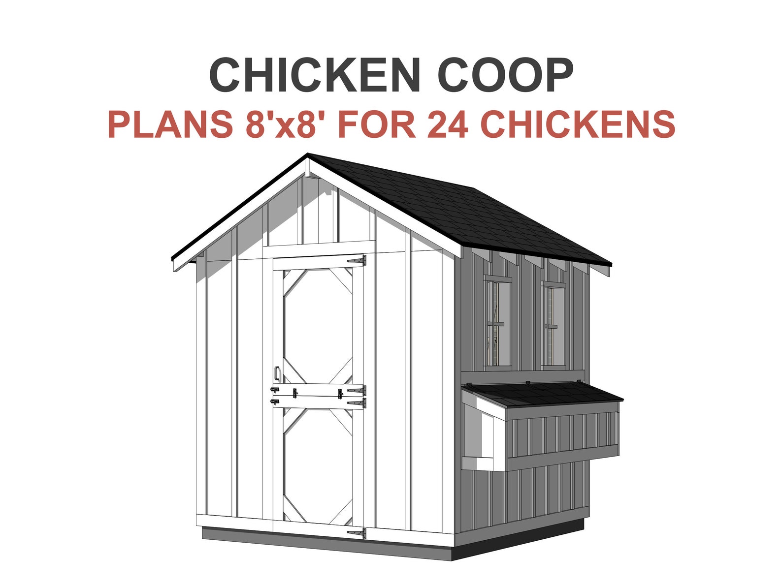 Chicken Coop Plans 8x8 for 24 Chickens DIY Download PDF Plans - Etsy