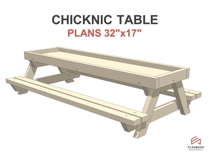 Chicknic Table Plans 32x17 in DIY Chicken Picnic Table PDF Etsy