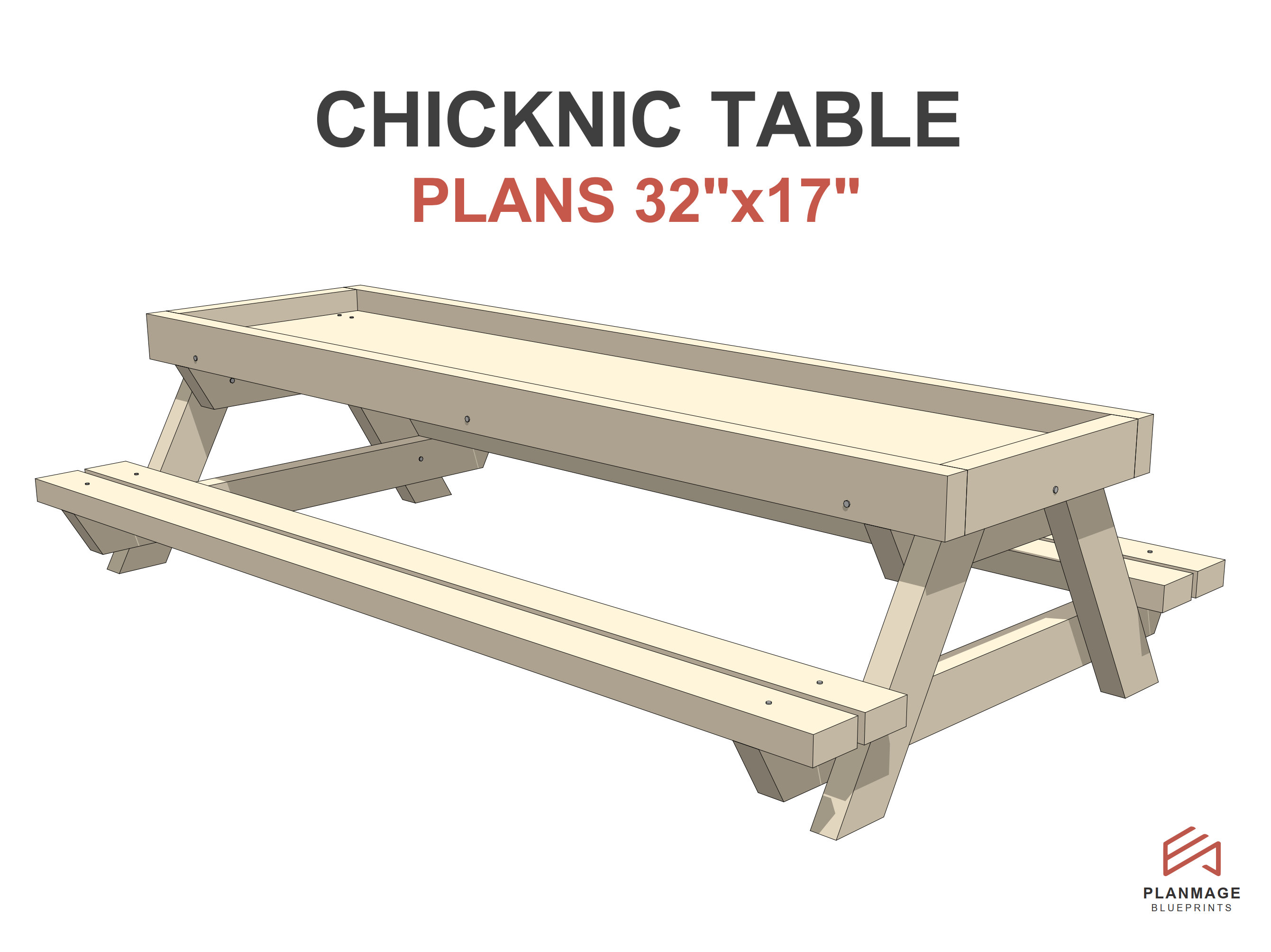 Chicknic Table Plans 32x17 in DIY Chicken Picnic Table PDF Etsy