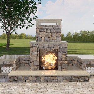Outdoor Fireplace Plans 4x11 ft - PDF DIY Blueprint