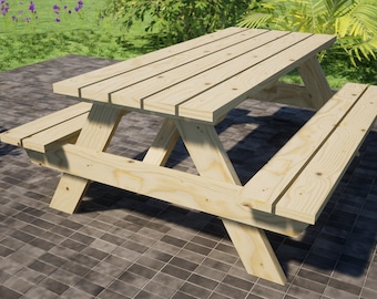 Plany stołu piknikowego: 6-miejscowy mebel ogrodowy DIY (do pobrania w formacie PDF)