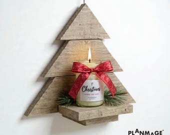 Planos para construir una estantería de madera con forma de árbol de Navidad - Decoración navideña DIY (Descarga en PDF)