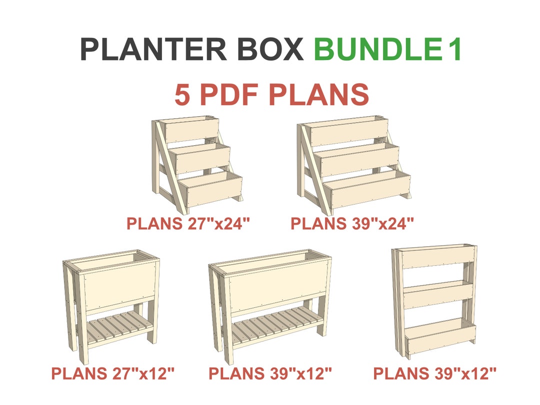 Planter Box Plans Bundle 1 DIY Garden Planter Box Etsy