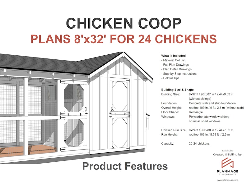 Modern Chicken Coop Plans 24 Chickens DIY Woodworking Plans Etsy