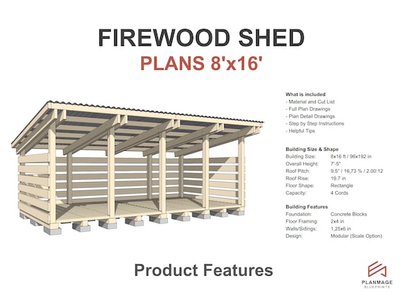 4 cord wood shed plans hotsell