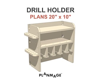 Bohrer Halter Pläne 20 x 10 Zoll 5 Slot Cordless Werkzeug Aufbewahrung - PDF DIY Digital Download