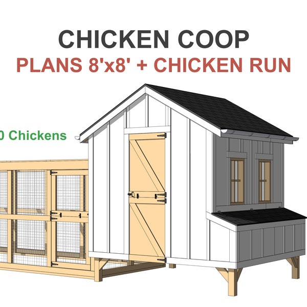 Chicken Coop Plans PDF 20 Chickens DIY Chicken Run Plans