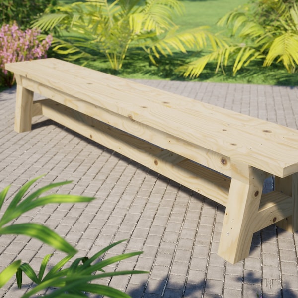 Farm Bench Plans 244x39 cm - Metric DIY Outdoor Bench Plans