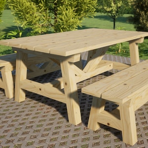 Farm Picnic Table Plans (72x39 in): DIY Outdoor Table Set