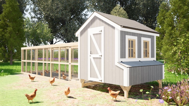 Chicken Coop Plans 20 Chickens Run - 8x8 Ft DIY Woodworking Plans PDF ...