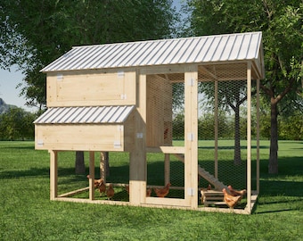 Walk-In Chicken Coop Plans 12 Chickens with Run 11x6 ft - PDF Plans Digital Download