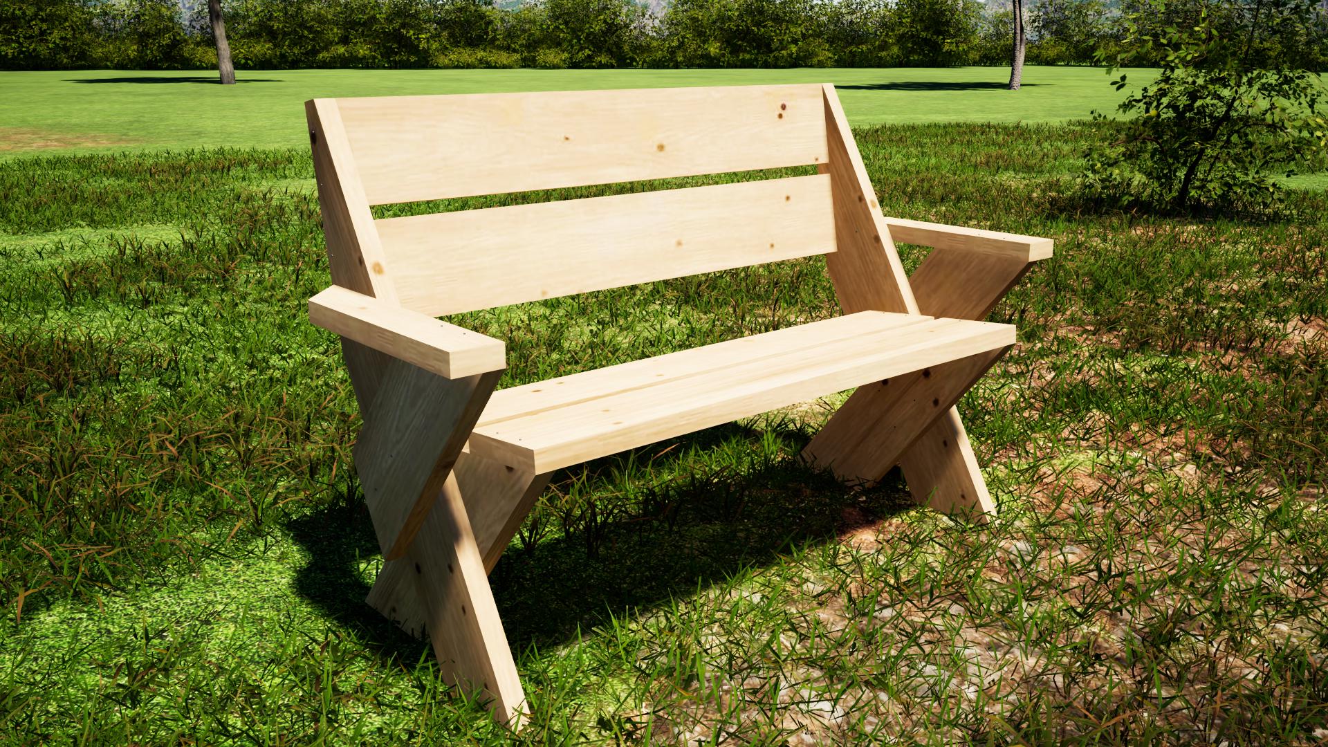レオポルドベンチプラン 58 x 24 インチ - 背もたれと肘掛け付きの DIY